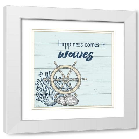 Happiness Comes in Waves White Modern Wood Framed Art Print with Double Matting by Allen, Kimberly