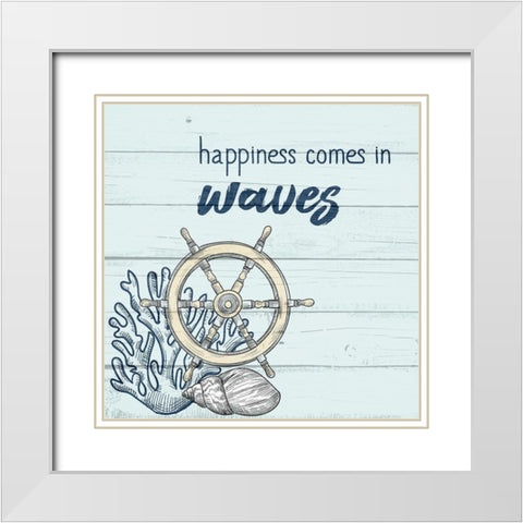 Happiness Comes in Waves White Modern Wood Framed Art Print with Double Matting by Allen, Kimberly