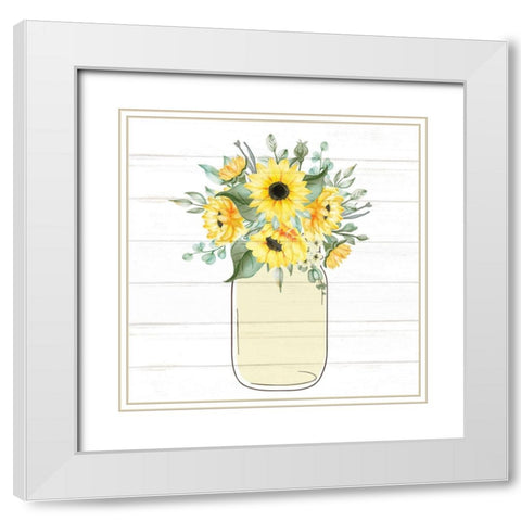 Mason Jar Floral 12 White Modern Wood Framed Art Print with Double Matting by Allen, Kimberly