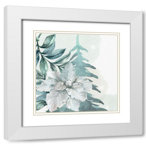 Poinsetta Tree 1 White Modern Wood Framed Art Print with Double Matting by Allen, Kimberly