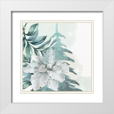 Poinsetta Tree 1 White Modern Wood Framed Art Print with Double Matting by Allen, Kimberly
