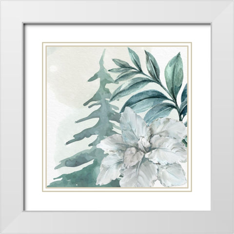 Poinsetta Tree 2 White Modern Wood Framed Art Print with Double Matting by Allen, Kimberly