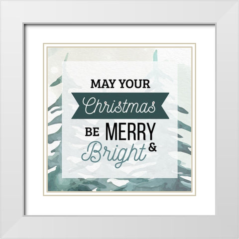 Poinsetta Tree 3 White Modern Wood Framed Art Print with Double Matting by Allen, Kimberly