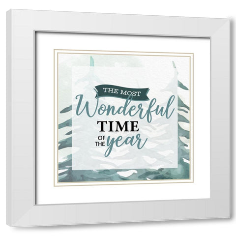Poinsetta Tree 4 White Modern Wood Framed Art Print with Double Matting by Allen, Kimberly
