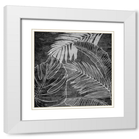 Black And White Palm 1 White Modern Wood Framed Art Print with Double Matting by Allen, Kimberly