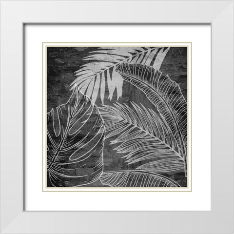 Black And White Palm 1 White Modern Wood Framed Art Print with Double Matting by Allen, Kimberly