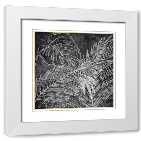 Black And White Palm 2 White Modern Wood Framed Art Print with Double Matting by Allen, Kimberly
