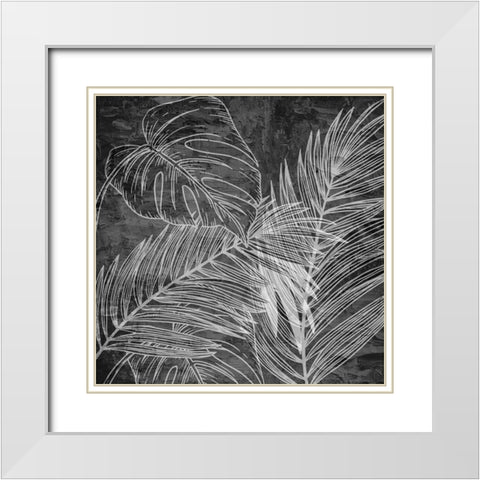 Black And White Palm 2 White Modern Wood Framed Art Print with Double Matting by Allen, Kimberly