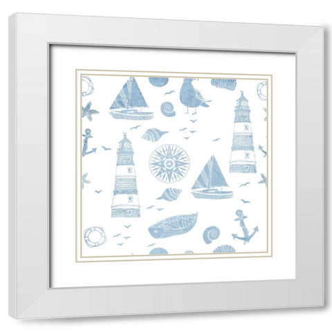 Lighthouse Coast  Pattern White Modern Wood Framed Art Print with Double Matting by Allen, Kimberly