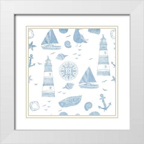 Lighthouse Coast  Pattern White Modern Wood Framed Art Print with Double Matting by Allen, Kimberly