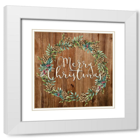 Wreath Christmas White Modern Wood Framed Art Print with Double Matting by Allen, Kimberly
