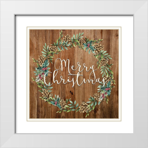 Wreath Christmas White Modern Wood Framed Art Print with Double Matting by Allen, Kimberly