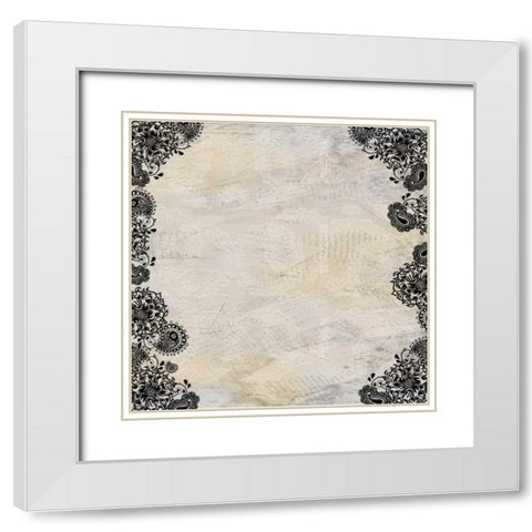 Sunflowers and Paisleys White Modern Wood Framed Art Print with Double Matting by Allen, Kimberly