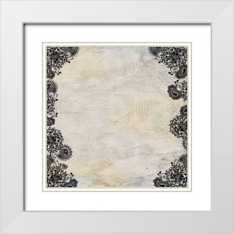 Sunflowers and Paisleys White Modern Wood Framed Art Print with Double Matting by Allen, Kimberly