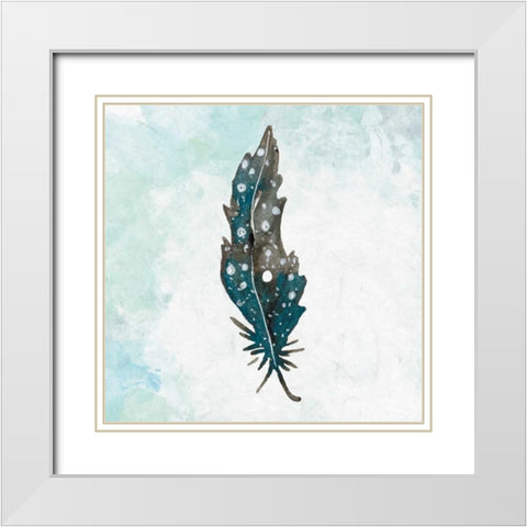 Feathered Blues 1 White Modern Wood Framed Art Print with Double Matting by Allen, Kimberly