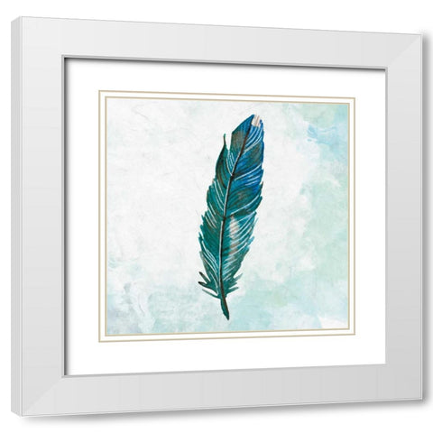 Feathered Blues 2 White Modern Wood Framed Art Print with Double Matting by Allen, Kimberly