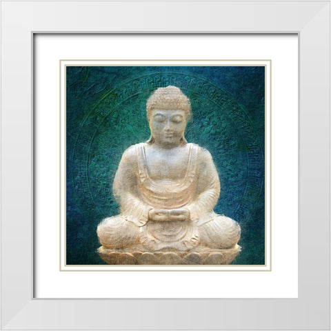 Serenity Blue White Modern Wood Framed Art Print with Double Matting by Kimberly, Allen