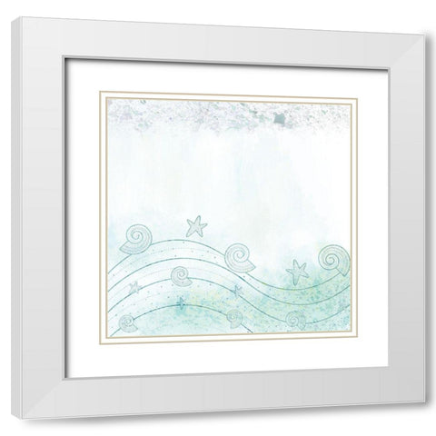 Splatter Sea White Modern Wood Framed Art Print with Double Matting by Kimberly, Allen