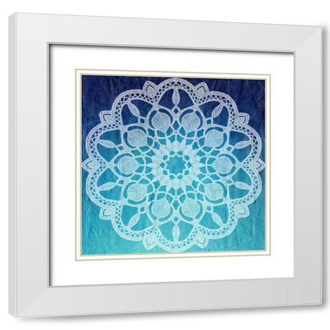 Indigo Mandala 1 White Modern Wood Framed Art Print with Double Matting by Kimberly, Allen