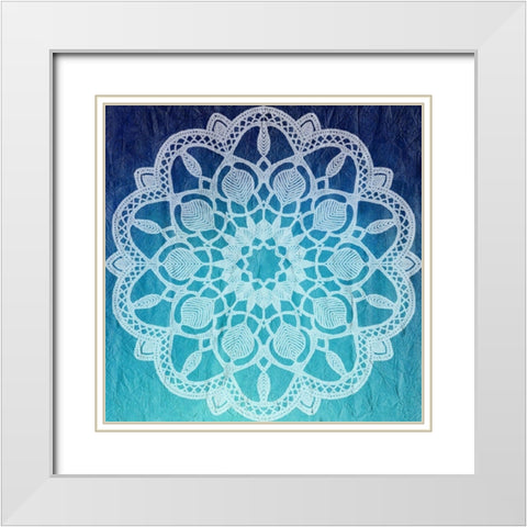 Indigo Mandala 1 White Modern Wood Framed Art Print with Double Matting by Kimberly, Allen