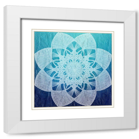 Indigo Mandala 2 White Modern Wood Framed Art Print with Double Matting by Kimberly, Allen