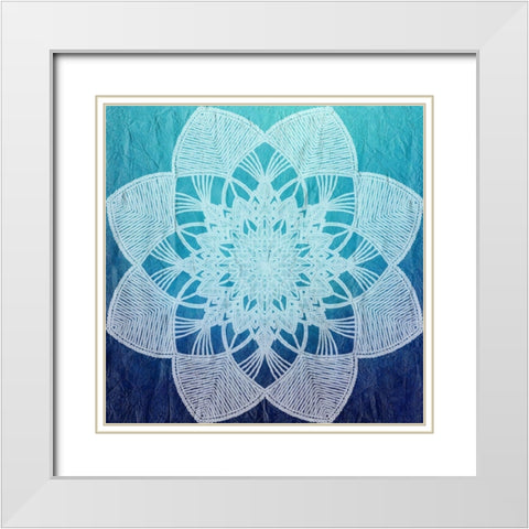 Indigo Mandala 2 White Modern Wood Framed Art Print with Double Matting by Kimberly, Allen