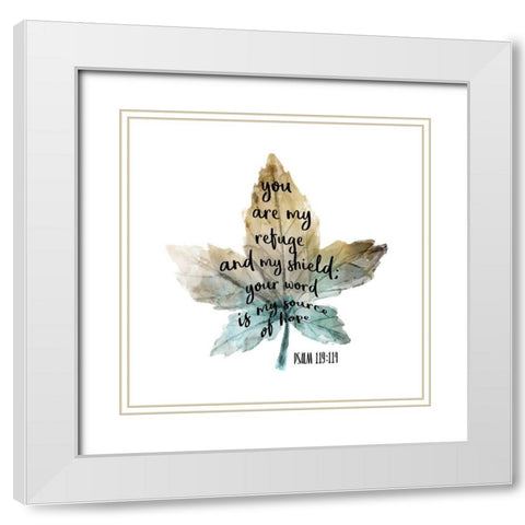 Psalm Leaf 1 White Modern Wood Framed Art Print with Double Matting by Kimberly, Allen