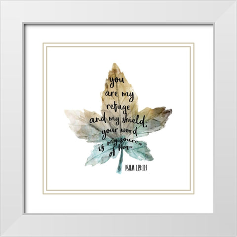 Psalm Leaf 1 White Modern Wood Framed Art Print with Double Matting by Kimberly, Allen