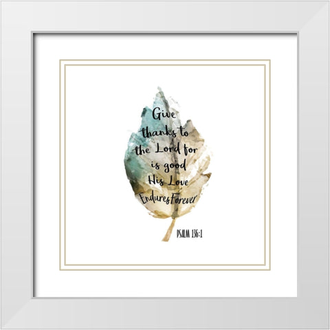Psalm Leaf 3 White Modern Wood Framed Art Print with Double Matting by Kimberly, Allen