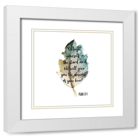 Psalm Leaf 4 White Modern Wood Framed Art Print with Double Matting by Kimberly, Allen