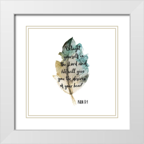 Psalm Leaf 4 White Modern Wood Framed Art Print with Double Matting by Kimberly, Allen