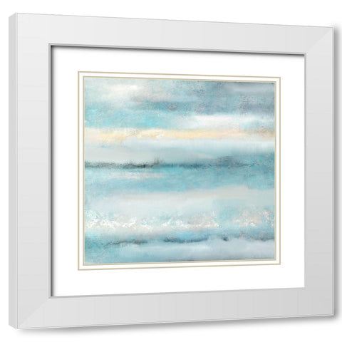Layers of Blue White Modern Wood Framed Art Print with Double Matting by Kimberly, Allen