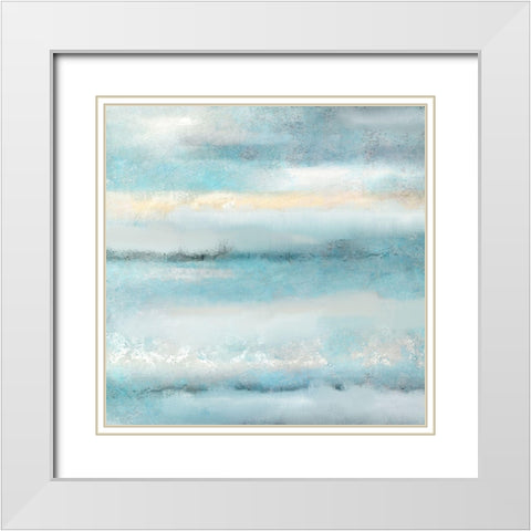 Layers of Blue White Modern Wood Framed Art Print with Double Matting by Kimberly, Allen