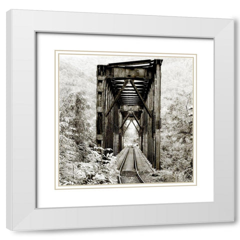 Along the Tracks 1 White Modern Wood Framed Art Print with Double Matting by Kimberly, Allen
