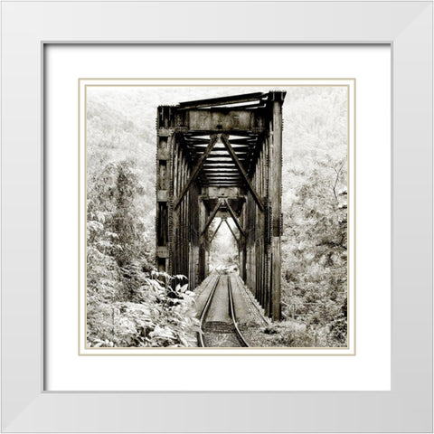 Along the Tracks 1 White Modern Wood Framed Art Print with Double Matting by Kimberly, Allen