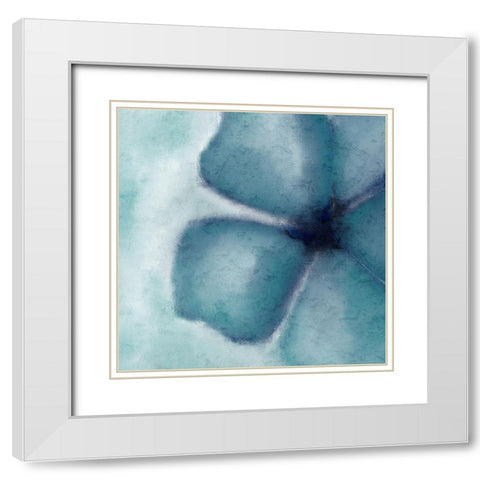Teal Bloom White Modern Wood Framed Art Print with Double Matting by Kimberly, Allen