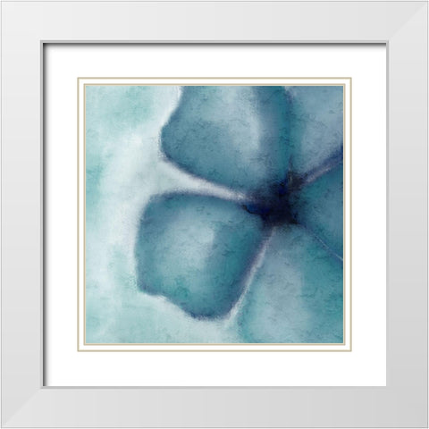 Teal Bloom White Modern Wood Framed Art Print with Double Matting by Kimberly, Allen