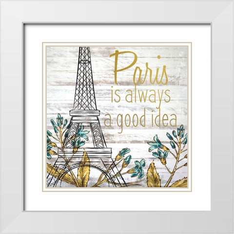 Paris 1 White Modern Wood Framed Art Print with Double Matting by Kimberly, Allen