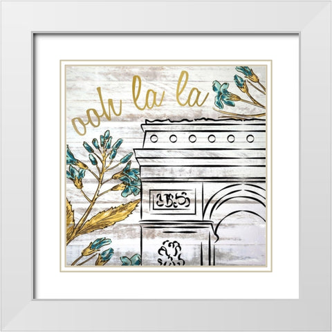 Paris 2 White Modern Wood Framed Art Print with Double Matting by Kimberly, Allen