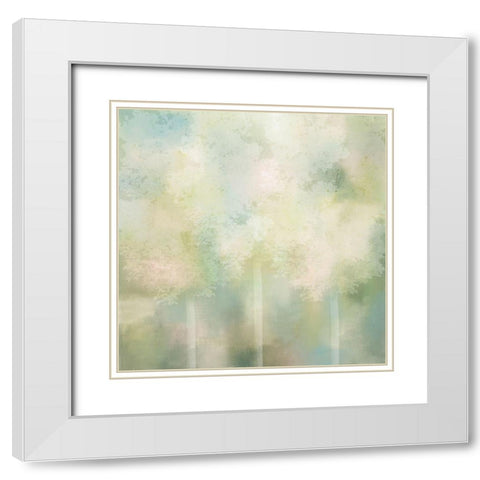 Spring Green 1 White Modern Wood Framed Art Print with Double Matting by Kimberly, Allen