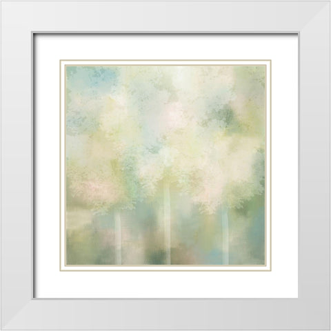 Spring Green 1 White Modern Wood Framed Art Print with Double Matting by Kimberly, Allen