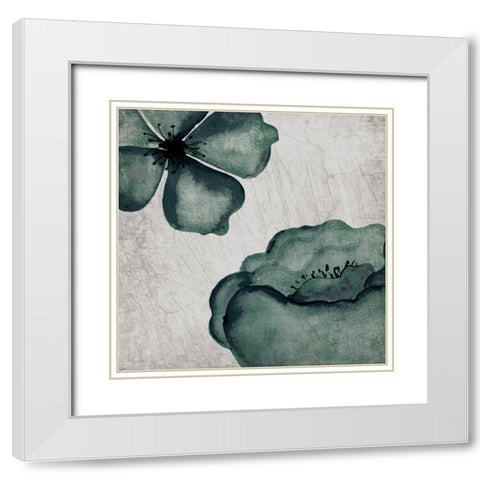 Hints of Emerald 1 White Modern Wood Framed Art Print with Double Matting by Kimberly, Allen