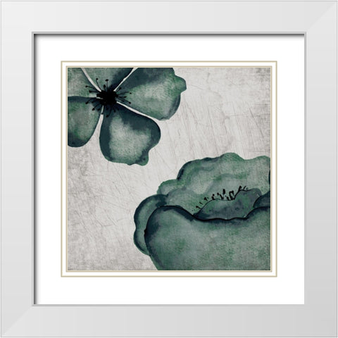 Hints of Emerald 1 White Modern Wood Framed Art Print with Double Matting by Kimberly, Allen