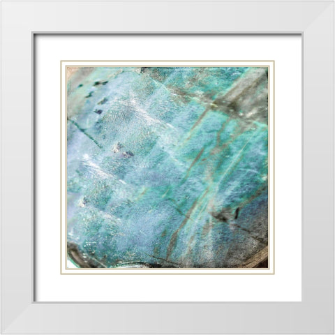 Teal Gem 1 White Modern Wood Framed Art Print with Double Matting by Allen, Kimberly