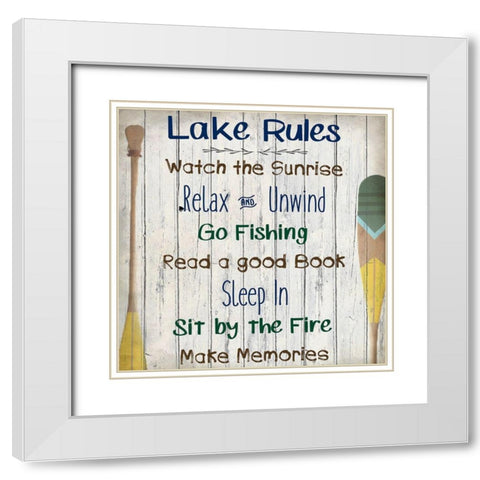 Lake Rules White Modern Wood Framed Art Print with Double Matting by Kimberly, Allen