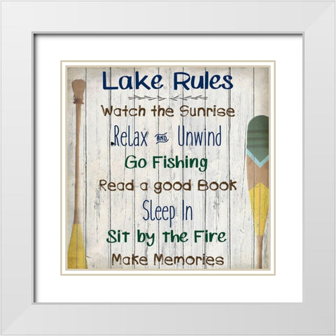 Lake Rules White Modern Wood Framed Art Print with Double Matting by Kimberly, Allen
