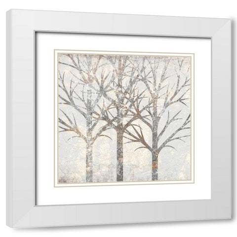 Gilded Trees 1 White Modern Wood Framed Art Print with Double Matting by Kimberly, Allen