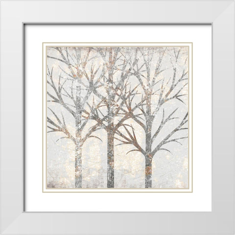 Gilded Trees 1 White Modern Wood Framed Art Print with Double Matting by Kimberly, Allen