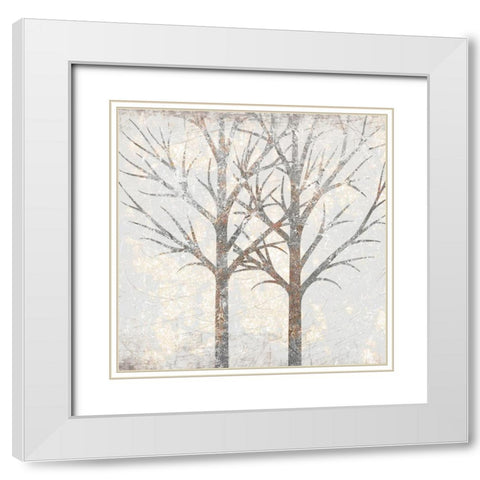 Gilded Trees 2 White Modern Wood Framed Art Print with Double Matting by Kimberly, Allen