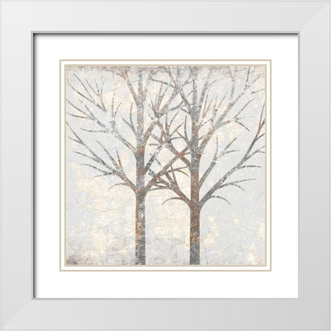 Gilded Trees 2 White Modern Wood Framed Art Print with Double Matting by Kimberly, Allen